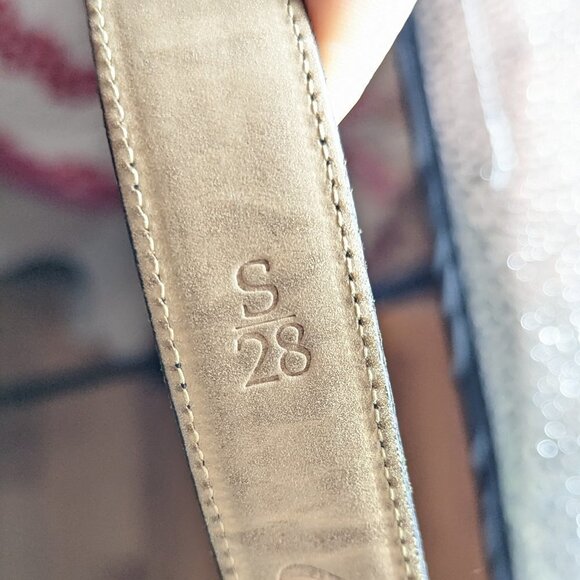 Vintage Carolee Leather Belt Gold Silver Tone Buckle Croc Metal Jeweled - Picture 6 of 10